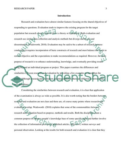 Similarities and Dissimilarities between Research and Evaluation