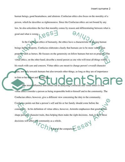 Comparison between Virtue Ethics and Confucian Ethics