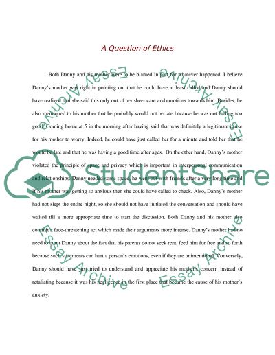 A Question of Ethics