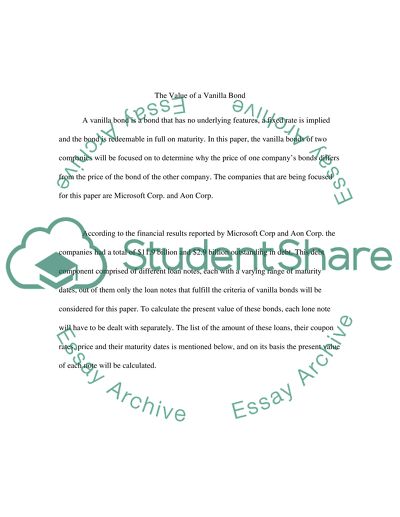 The Value of a Vanilla Bond