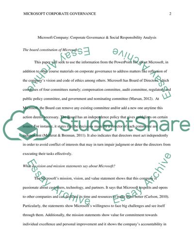 Microsoft Company - Corporate Governance & Social Responsibility Analysis