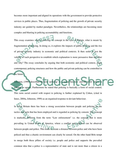 Increasing Fragmentation of Policing and the Rise of the Private Security Industry