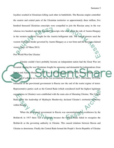 Ukrainian Involvement in WWI