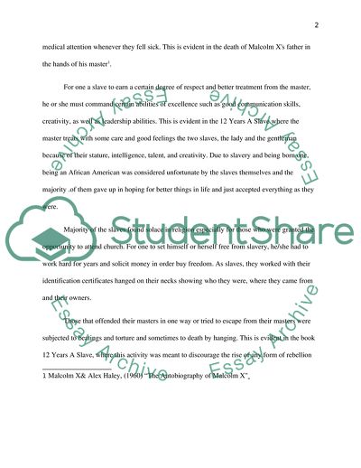 The Autobiography of Malcolm X, 12 Years A Slave and The Help