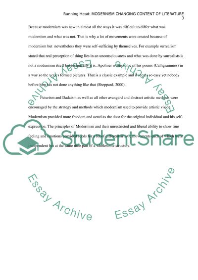 Modernist Changing Content of Literature