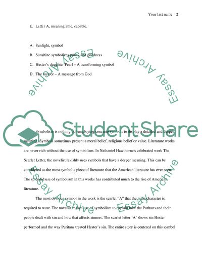 Symbols in Nathaniel Hawthornes The Scarlet Letter