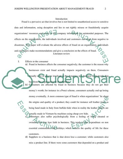 Joseph Wellington Presentation about Management Fraud