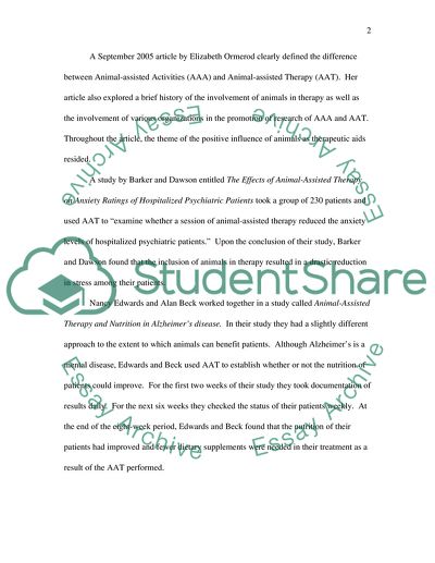 Animal-assisted therapy for psychiatric patients