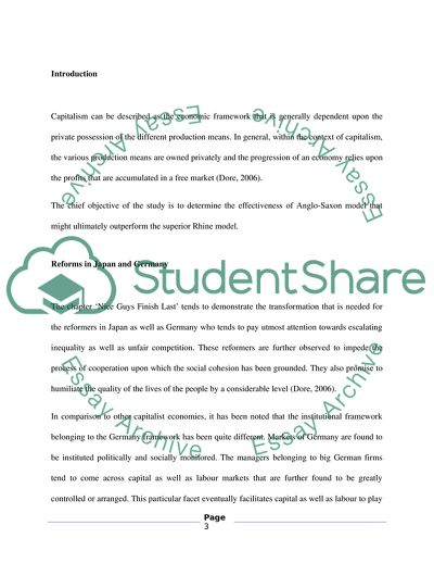 Anglo-Saxon Model VS Superior Rhine Model