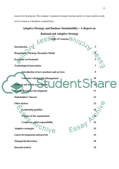 Adaptive Strategy and Business Sustainability