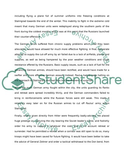 What could the Germans have done to save the Stalingrad Campaign