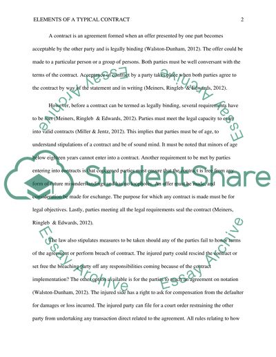 Identify Components of a Typical Contract