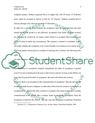The Contract Between Graham and Steve: Intention to Create Legal Relation