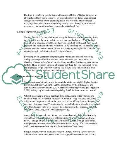 Food journal analysis week 4