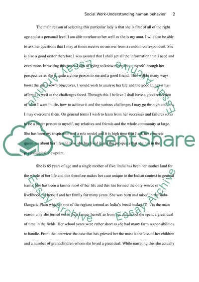 Social Work-Understanding human behavior: Interview an elderly Asian