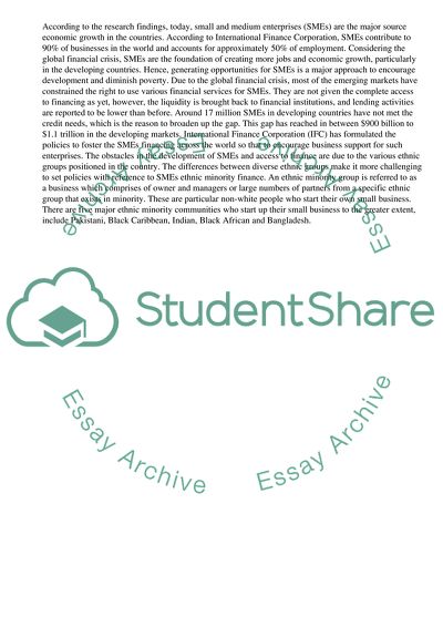 SMEs Entrepreneurship and Ethnic Distinctions