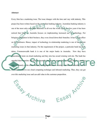 Customer Relationship in Australian Banking Industry