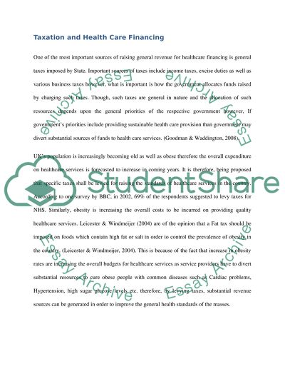 Taxation and health care financing