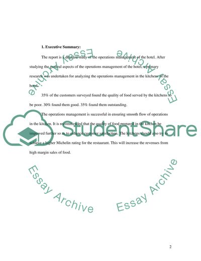 Operations Management in the Kitchens of the Hotel