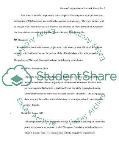 Human-Computer Interaction: Microsoft Sharepoint