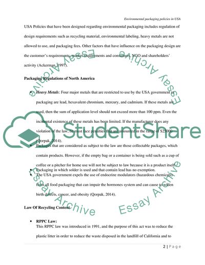 Environmental Packaging Policies in the United States