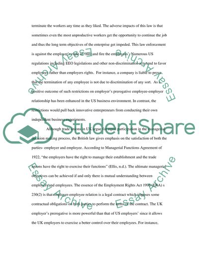 Management Prerogative in Employment Relations