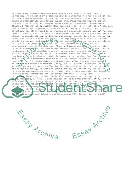 Why Some Work Teams Work Better than Others