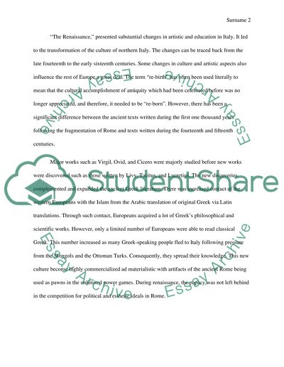 The Beginnings of the Renaissance in Italy