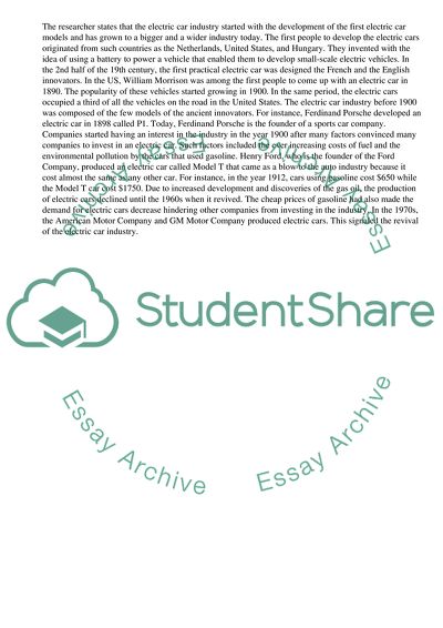 The Innovation of Electric Cars and Its Commercial Impact