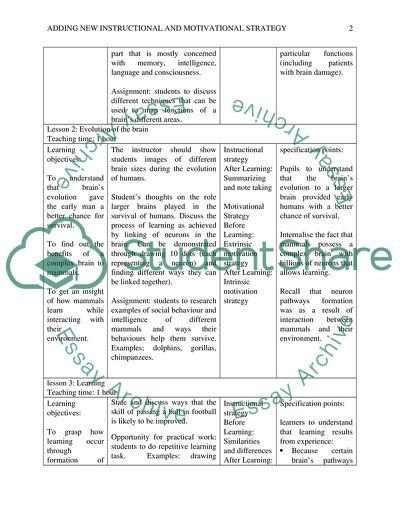 Motivational strategy to an existing lesson plan