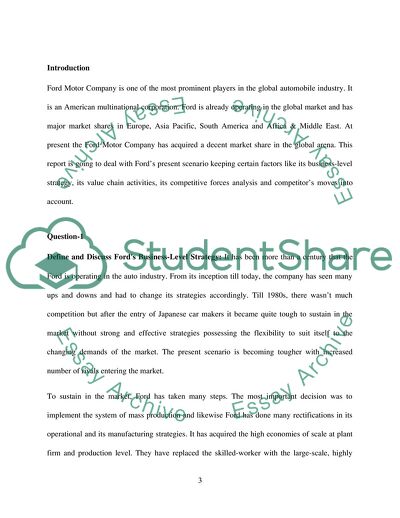 Fords Business-Level Strategy