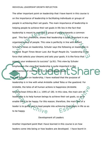 Individual Leadership Growth Reflection