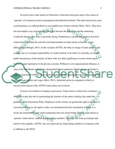 International Trade Unions 1