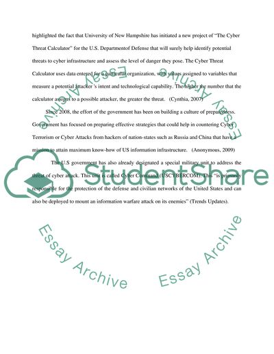 Essay about Cyber Terrorism - Words