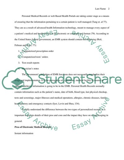 Personal Medical Records and Web-Based Portals