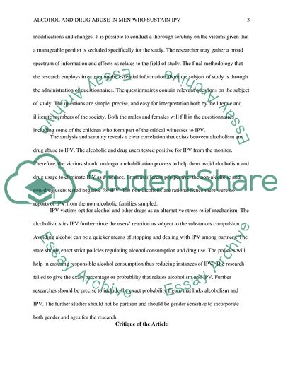 Alcohol and Drug Abuse in Men Who Sustain IPV