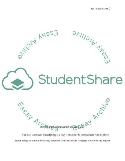 Interpersonal communication and the internet