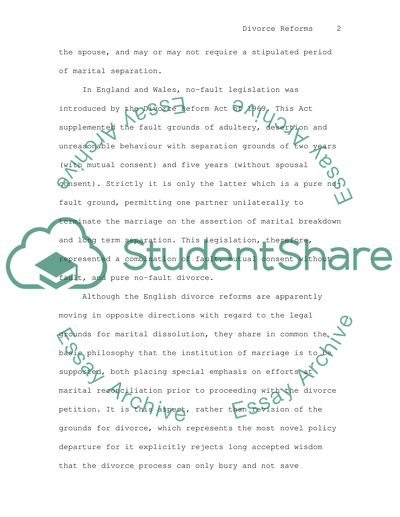 Divorce and the Issue of Reforms