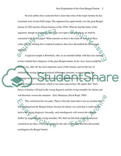 Sens Explanation of the Great Bengal Famine