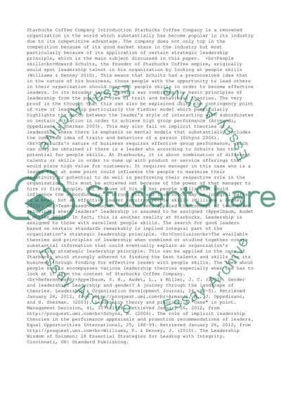 Leadership Principles in Starbucks Coffee Company