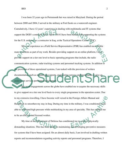 Bio for award recommendation