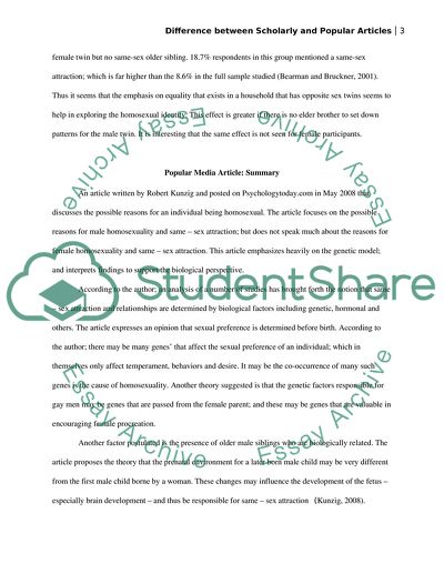 Difference between Scholarly and Popular Articles