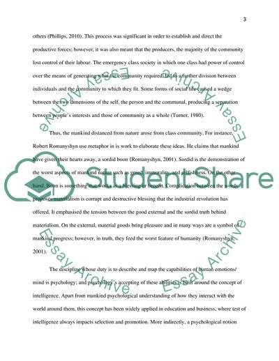 Mankind Distanced from Nature and the Use of Earth Simply as a Resource