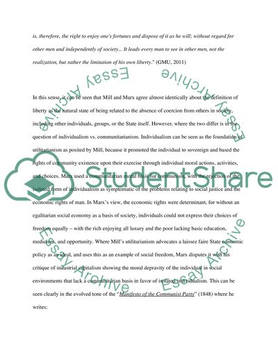 Liberty: the conflicting views of John Stuart Mill and Karl Marx