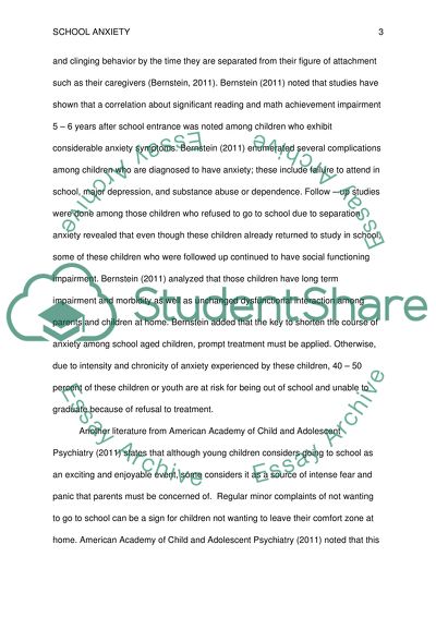 Effect of School Anxiety on Children Performance