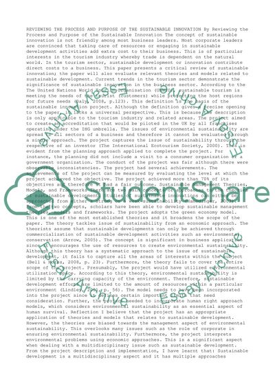 REVIEWING THE PROCESS AND PURPOSE OF THE SUSTAINABLE INNOVATION