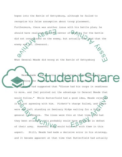 What General Lee and General Meade did wrong at the battle of Gettysburg