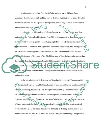 What does Benedict Andersons concept imagined community mean when comparing the idea of nationalism