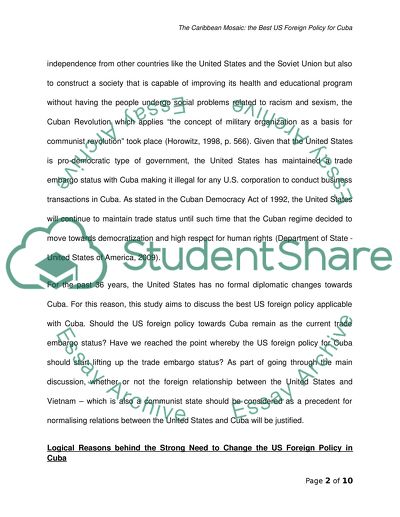 The Caribbean Mosaic - the Best US Foreign Policy for Cuba