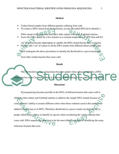 Lab 4 Infectious Bacterial Identification from DNA